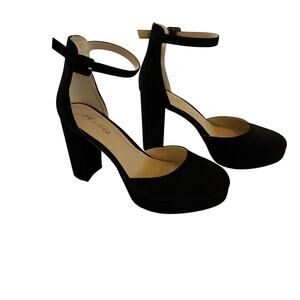 Ankis Platform Heels Women 8.5 black faux suede worn once Coquette Whimsygoth